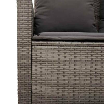 6-delige Loungeset met kussens poly rattan grijs