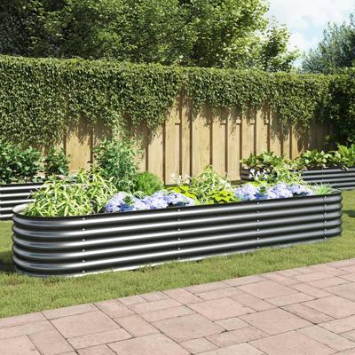 Plantenbak verhoogd 320x80x44 cm gegalvaniseerd staal grijs - thumbnail