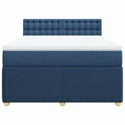 Boxspring met matras stof blauw 140x190 cm - thumbnail
