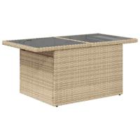 7-delige Loungeset met kussens poly rattan beige - thumbnail