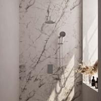 Chrome Carving thermostatische regendouche set met 3-weg omstelling en 20 cm douchekop - thumbnail