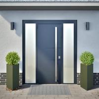 VidaXL Plantenbakken 2 st driehoek 40x34,5x70 cm staal olijfgroen - thumbnail