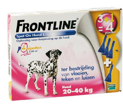 Frontline Spot On Hond Large Anti vlooien en tekenmiddel - 20 - 40 kilo 3 pipetten - thumbnail