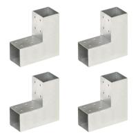 VidaXL Paalverbindingen 4 st l-vorm 71x71 mm gegalvaniseerd metaal - thumbnail