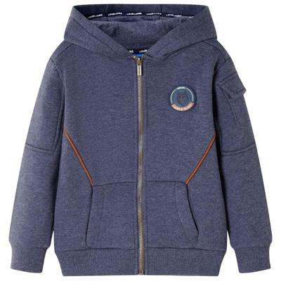 Kindervest met capuchon en rits 92 gemleerd donkerblauw Kindervest met capuchon en rits 92 gemleerd donkerblauw