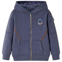 Kindervest met capuchon en rits 92 gemleerd donkerblauw - thumbnail