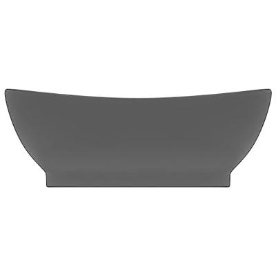 VidaXL Wastafel met overloop ovaal 58,5x39 cm keramiek mat donkergrijs VidaXL Wastafel met overloop ovaal 58,5x39 cm keramiek mat donkergrijs