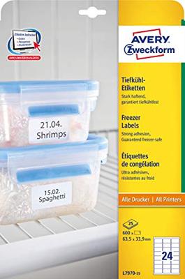 Avery diepvriesetiketten Ft 63,5 x 33,9 mm (b x h), wit, doos van 600 etiketten Avery diepvriesetiketten Ft 63,5 x 33,9 mm (b x h), wit, doos van 600 etiketten
