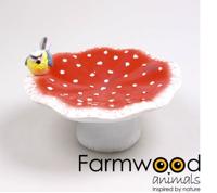 Farmwood Animals Vogelbad paddenstoel met vogel ø23x14cm - thumbnail