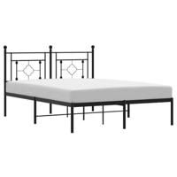 Bedframe met hoofdbord metaal zwart 135x190 cm - thumbnail