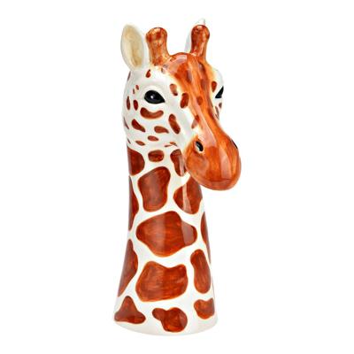 Vaas Giraffe Hoofd van Keramiek, Beige/Bruin (B/H/D) 11x30x18cm