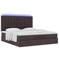 Ottoman bed met matras en LED's 160x200cm stof donkerbruin - thumbnail