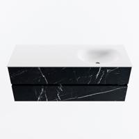 MONDIAZ VICA 130cm badmeubel onderkast Marquina 2 lades. Wastafel MOON rechts 1 kraangat, kleur Talc. - thumbnail
