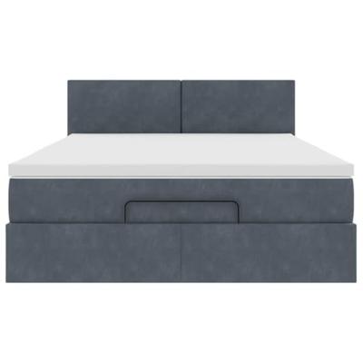 Ottoman bed met matras en LED's 140x200cm fluweel donkergrijs
