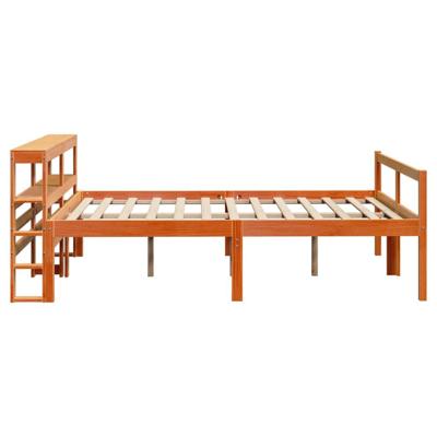 Bedframe met hoofdbord massief grenenhout wasbruin 150x200 cm