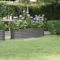 VidaXL Plantenbak 152x40x36 cm gegalvaniseerd staal grijs - thumbnail