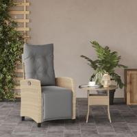 Tuinstoel verstelbaar met voetensteun poly rattan gemengd beige - thumbnail