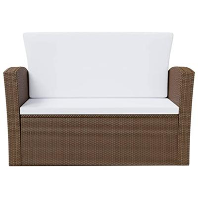 8-delige Loungeset met kussens poly rattan bruin
