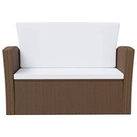 8-delige Loungeset met kussens poly rattan bruin - thumbnail