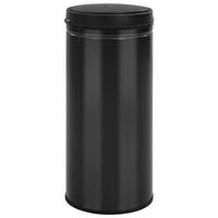 VidaXL Prullenbak met automatische sensor 80 l koolstofstaal zwart - thumbnail