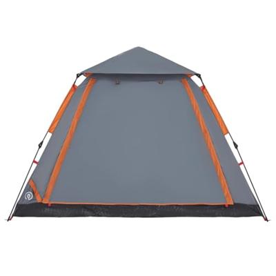 Koepeltent 5-persoons snelontgrendeling grijs en oranje