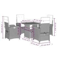 5-delige Tuinset met kussens poly rattan zwart - thumbnail