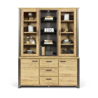 Vitrinekast (2 deuren) Steelwood - Seasoned Brown