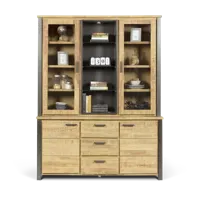 Vitrinekast (2 deuren) Steelwood - Seasoned Brown - thumbnail