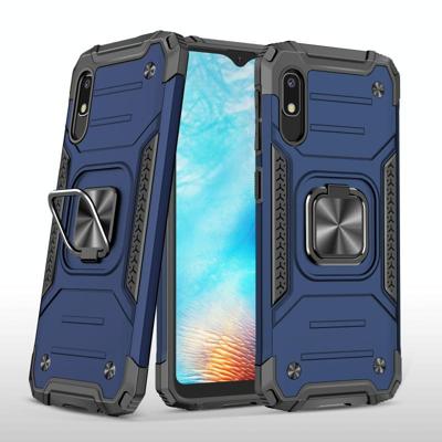 Voor Samsung Galaxy A10e Magnetic Armor Shockproof TPU + PC Case met metalen ringhouder(blauw)