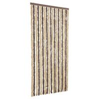 VidaXL Vliegengordijn 56x200 cm chenille donkerbruin en beige - thumbnail