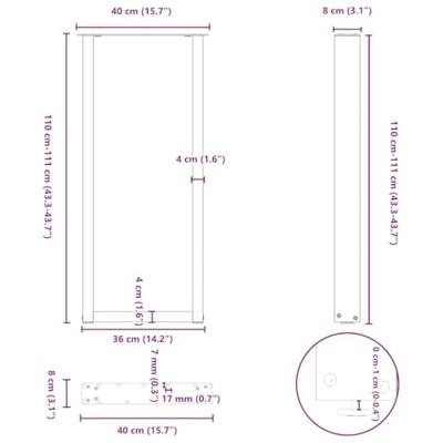 Bartafelpoten 2 st U-vormig 40x(110-111) cm staal naturel