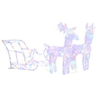 VidaXL Kerstversiering rendieren en slee 160 led&apos;s 130 cm acryl - thumbnail