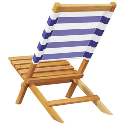 Tuinstoelen 2 st massief acaciahout en stof blauw en wit - thumbnail