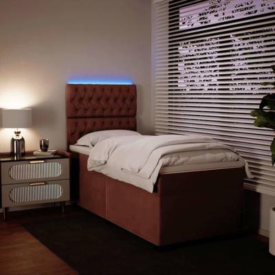 Boxspring met matras fluweel roze 100x200 cm - thumbnail