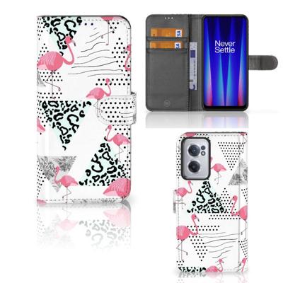 OnePlus Nord CE 2 | Telefoonhoesje | Met pasjeshouder | Flamingo Triangle
