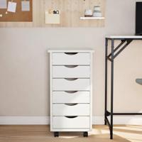 Ladekast MOSS verrijdbaar massief grenenhout wit - thumbnail