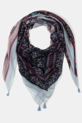 Ulla Popken Sjaal, carré formaat, kwastjes - Grote Maten