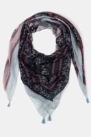 Ulla Popken Sjaal, carré formaat, kwastjes - Grote Maten - thumbnail