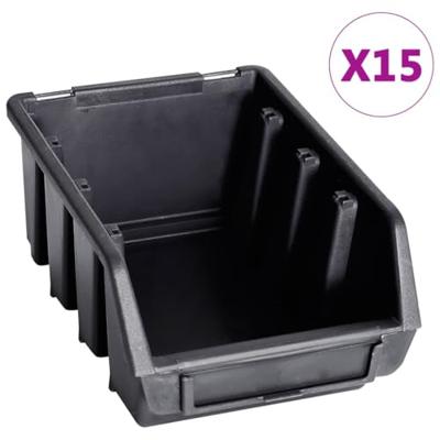 VidaXL 29-delige opslagbakkenset met wandpanelen rood en zwart - thumbnail
