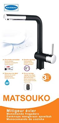 ROUSSEAU Keukenmengkraan Matsouko - Met handdouche - Chroom grijs en zwart