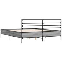 Bedframe bewerkt hout metaal grijs sonoma eiken 150x200 cm - thumbnail
