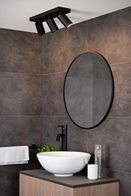 Lucide TAYLOR - Plafondspot Badkamer - LED Dim to warm - GU10 - 3x5W 2200K/3000K - IP44 - Zwart