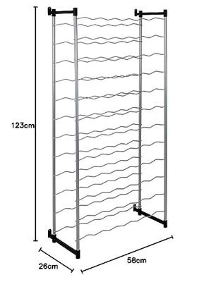 Metaltex bardolino flessenrek voor 72 flessen 59x26x124 cm zilver/zwart