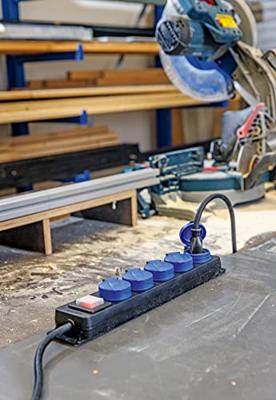 AS Schwabe 38605 Stekkerdoos met schakelaar 5-voudig Zwart, Blauw Randaarde stekker 1 stuk(s)