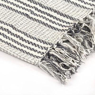 VidaXL Plaid strepen 125x150 cm katoen grijs en wit