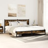Bedframe zonder matras metaal gerookt eikenkleurig 180x200 cm - thumbnail