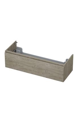 INK - Onderkast 1 Lade Greeploos met Houten Keerlijst - 1200x450x350 Mm - Greige Eiken