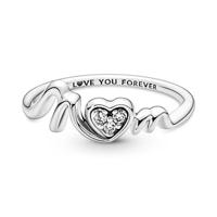 Pandora 791476C01 Hangbedel Sparkling Double Halo Heart zilver-zirconia roze-wit - thumbnail