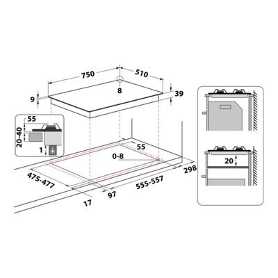 HOTPOINT PNN 751 IX - Gaskookplaat - 5 branders - 10,5kW - L75 x D51cm - Roestvrijstalen coating - Roestvrij staal HOTPOINT PNN 751 IX - Gaskookplaat - 5 branders - 10,5kW - L75 x D51cm - Roestvrijstalen coating - Roestvrij staal
