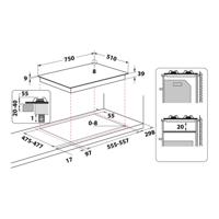 HOTPOINT PNN 751 IX - Gaskookplaat - 5 branders - 10,5kW - L75 x D51cm - Roestvrijstalen coating - Roestvrij staal - thumbnail